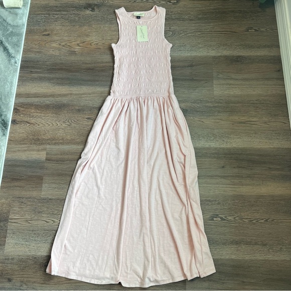 Women's Smocked Knit Maxi a-Line Dress - Universal Thread™ Pink XS: Sleeveless - Picture 2 of 8